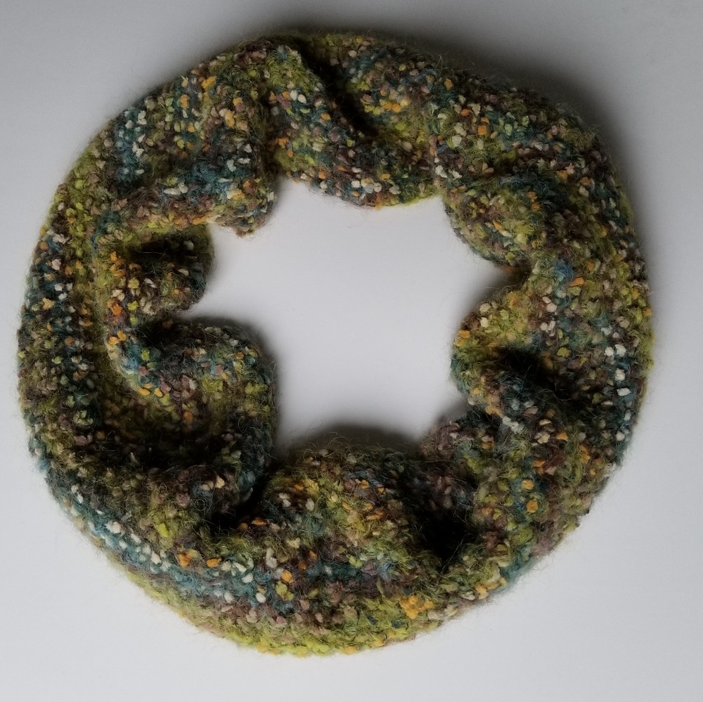 Freshly hand made Wool Mohair cowl infinity scarf